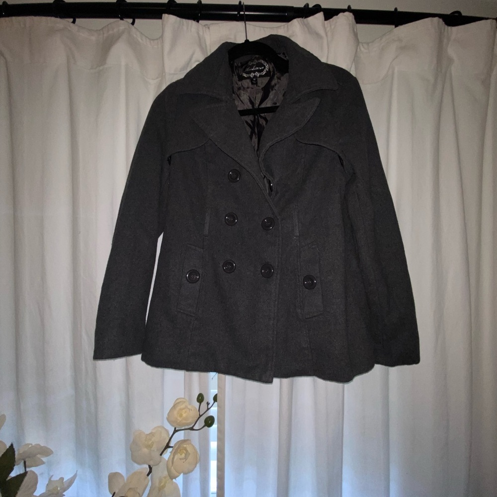 Charcoal gray pea coat
